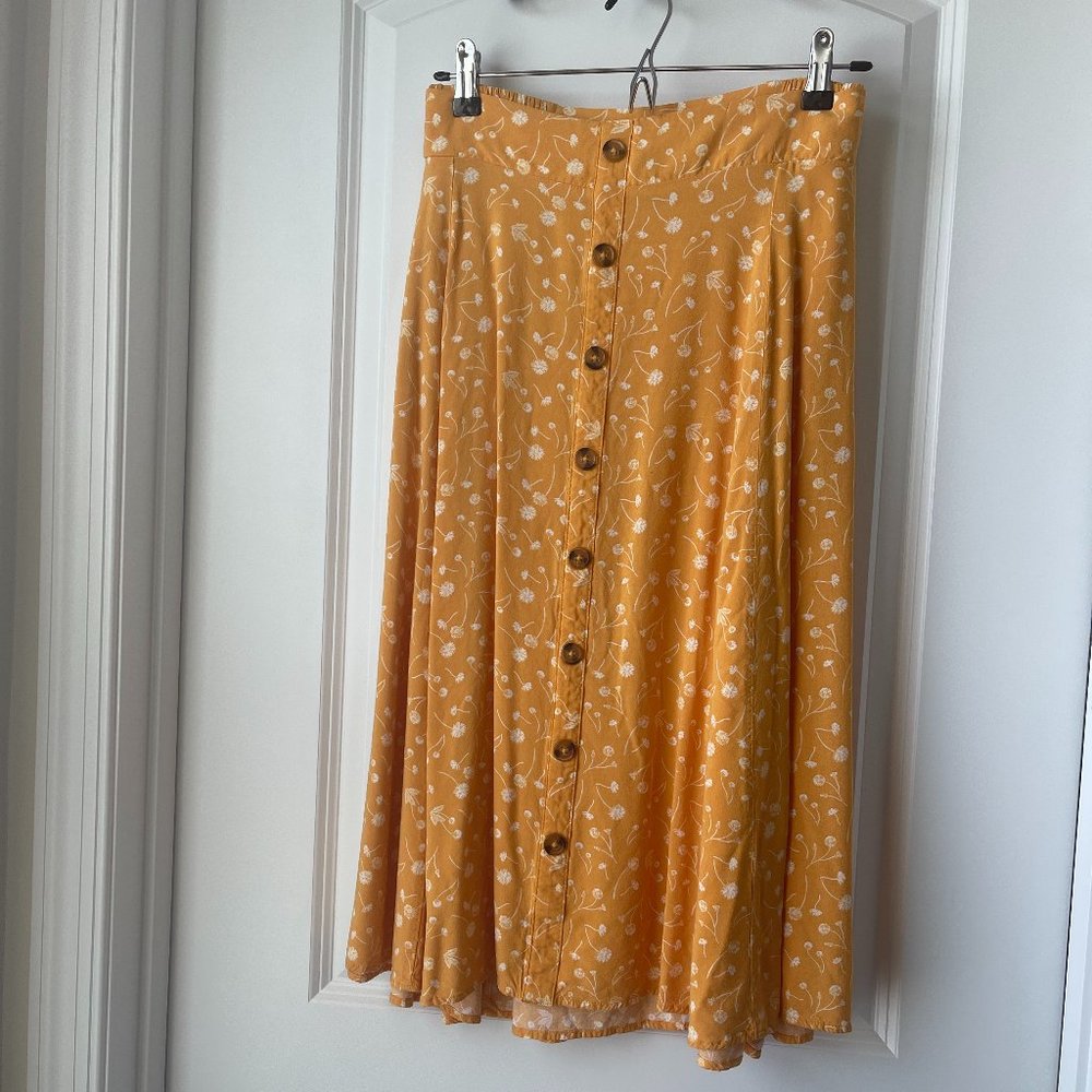 Yellow and White Floral Skirt